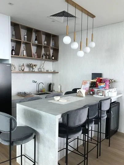 HDB interior design project – dining bar display shelves