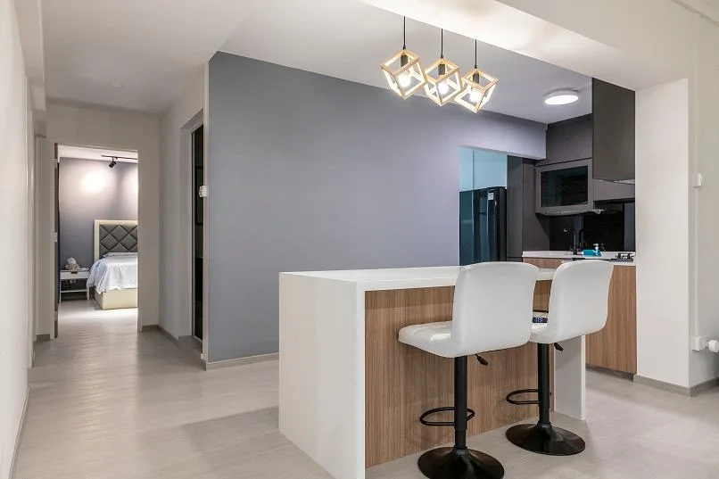 HDB interior design project – kitchen island bar stools