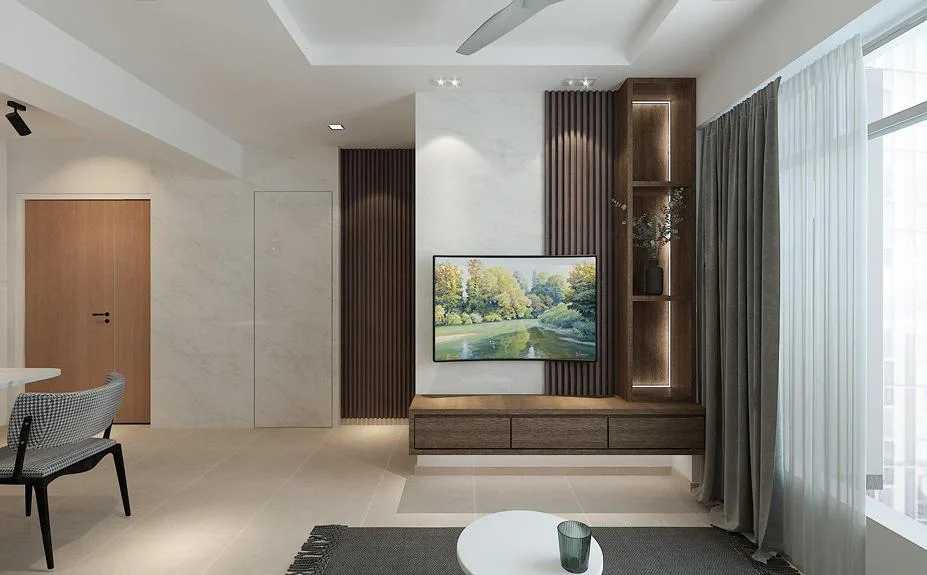 HDB interior design project – living room feature wall
