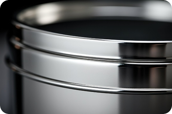 Close-up of a polished stainless steel cylindrical component